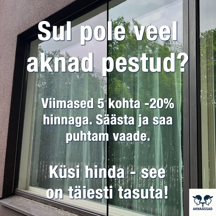 The Aknaässad ad: a half-washed window, grimy on the left and clean on the right, with the offer written on it